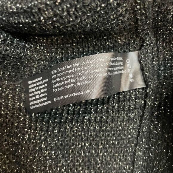 Eileen Fisher Wool Black Metallic Lightweight Crew Neck Sweater Size XS - Picture 4 of 5